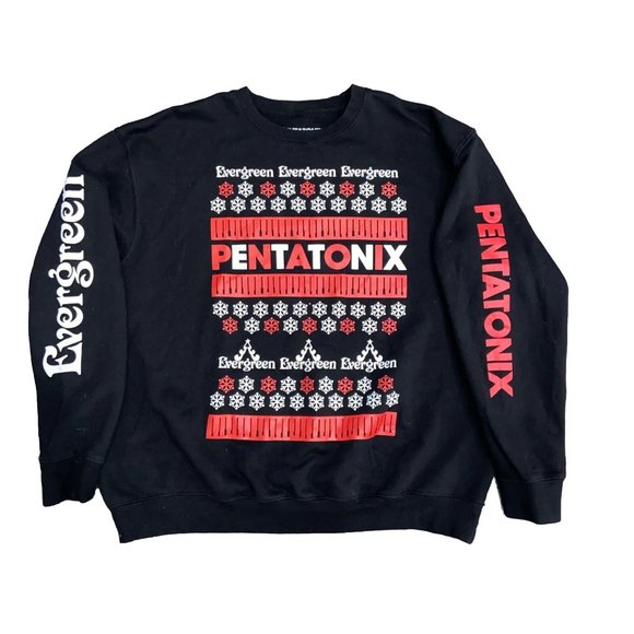 PENTATONIX HOLIDAY BLACK/RED KNIT SNOWFLAKE SWEATER SIZE XXLARGE HTF! - Picture 2 of 8